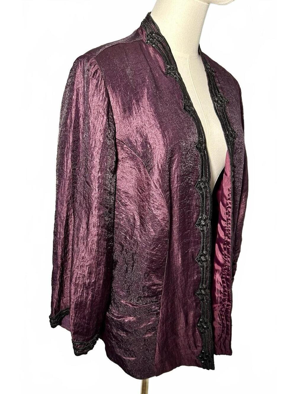 J.R. Nites by Carol Lin Plum VTG Shimmer Beaded Evening Jacket Women’s 16 Y2K